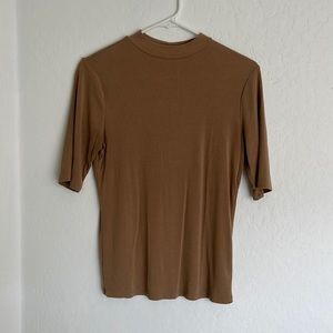 Ribbed Mock Neck Short Sleeve Shirt Top